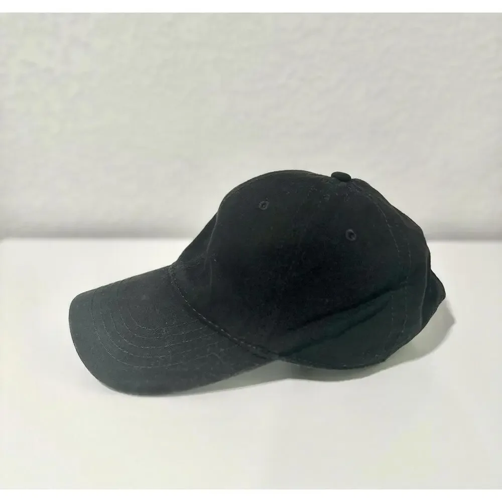 Black Solid Baseball Cap Hat Buckle Back Unisex